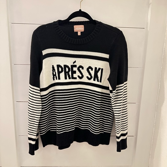 SHOW ME YOUR MUMU S Alpine Apres Ski black-white stripe woman sweater gorpcore - Picture 2 of 14